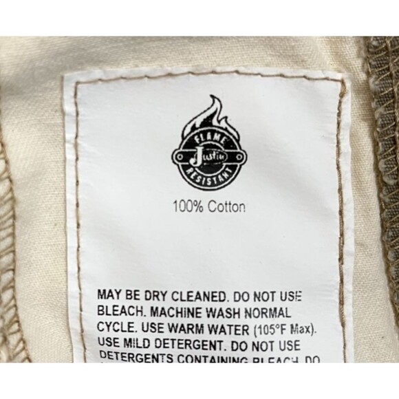 Justin FR Work Pants Men's 33x35 CAT 2 Beige Ripstop Straight Utility Workwear - Picture 13 of 14